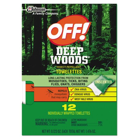 Off Deep Woods Towelette, 0.28 Box, Unscented, PK12 611072BX